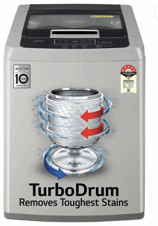 LG 7.5 kg Fully Automatic Top Load Washing Machine Silver  (T75SKSF1Z)